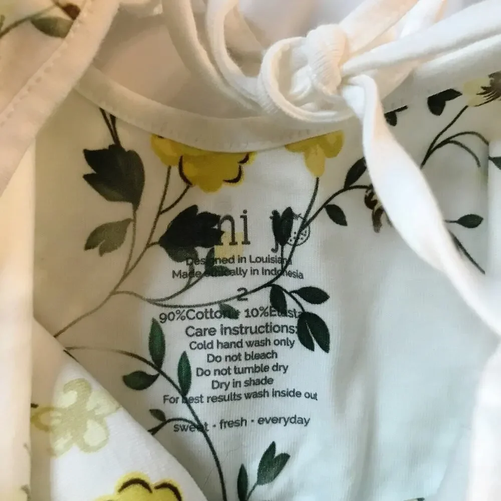 Omi Jo Well Dressed Wolf Yellow Floral Billow Dress & Shorts 2Y